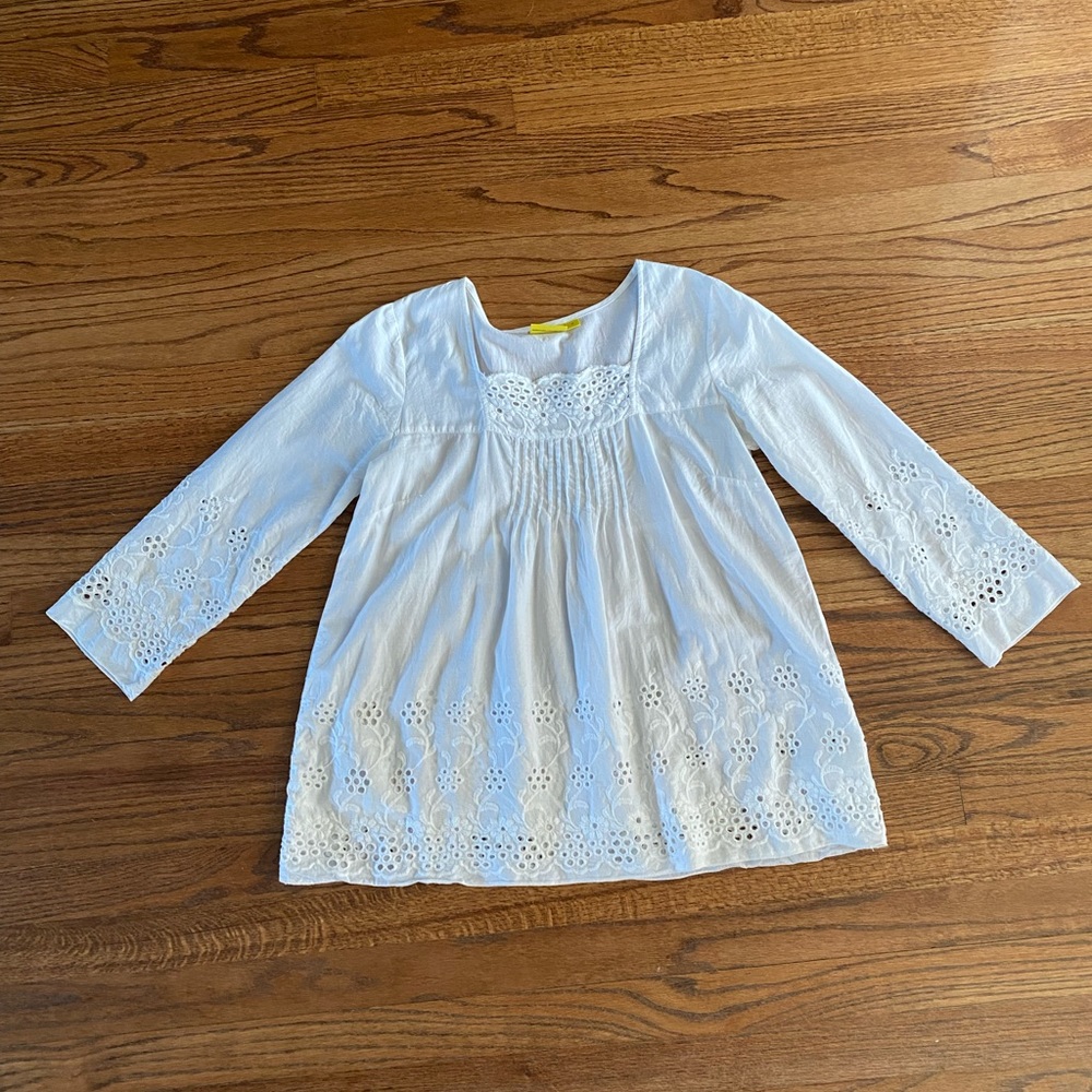 Roberta Roller Rabbit white cotton blouse with embroidery